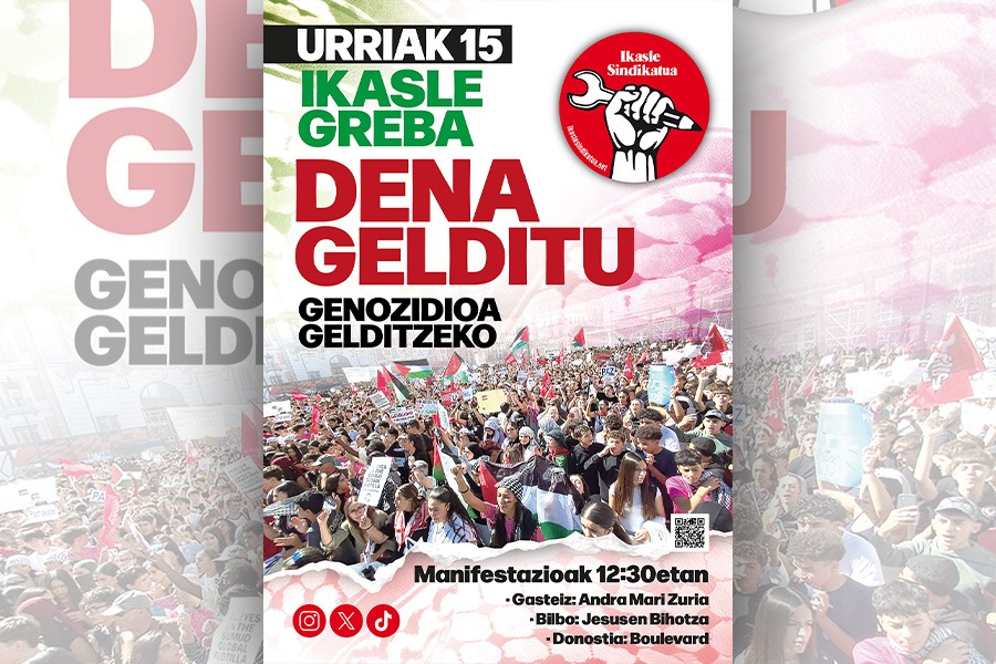 Urriak 15 ikasle greba. Dena gelditu genozidioa gelditzeko